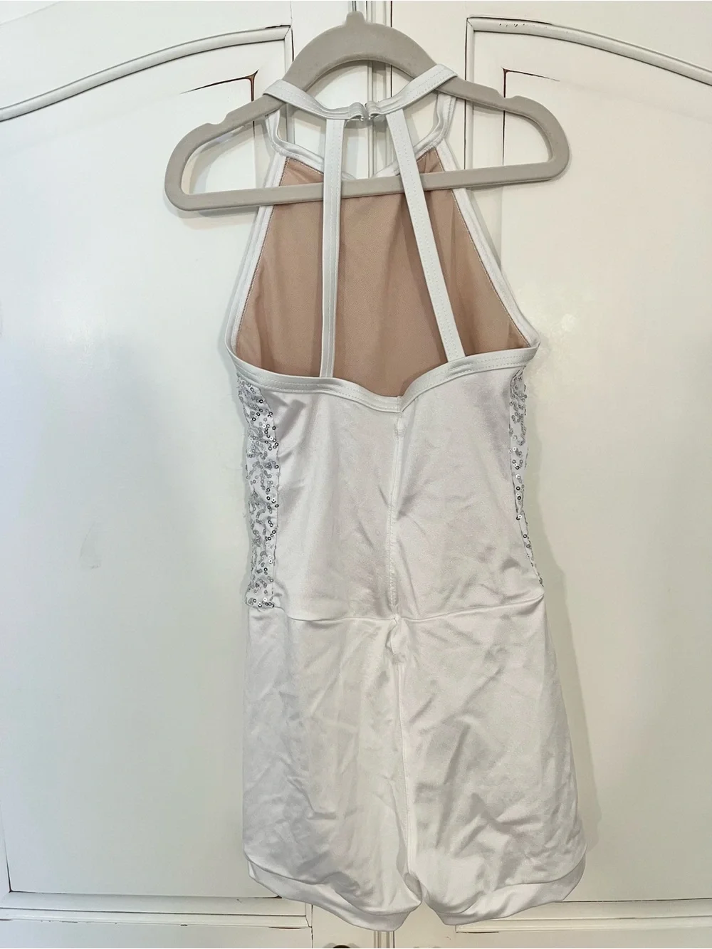 Weissman White Sequin Halter Dance Costume